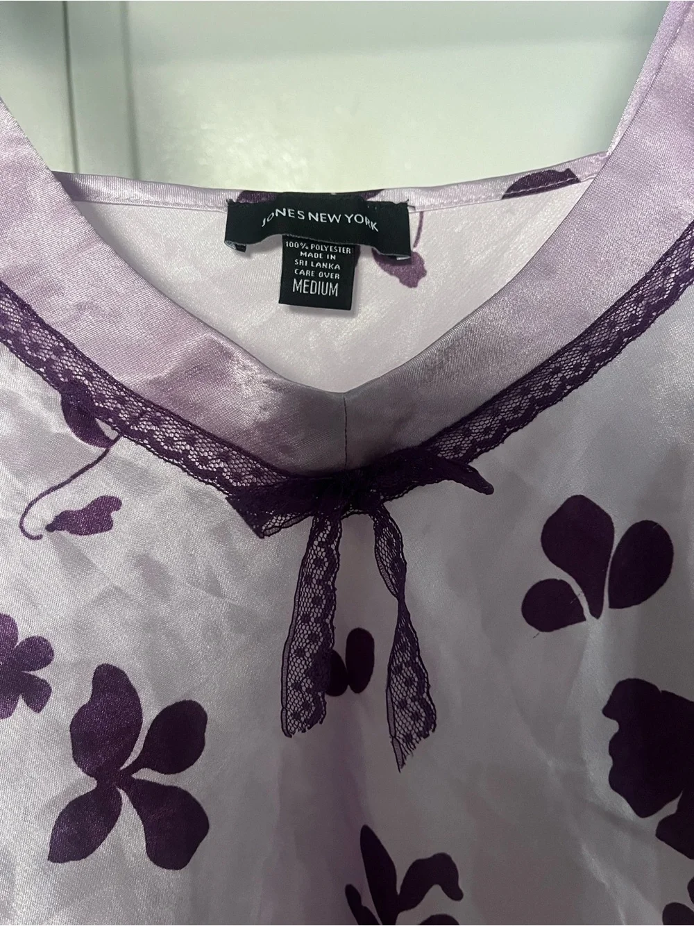 Jones New York Lavender Slip with Dark Purple Floral Print
